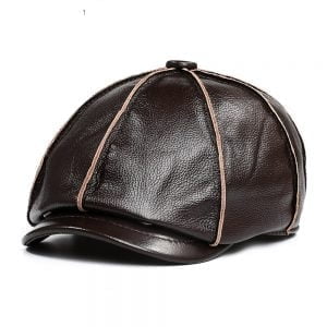 Genuine Leather Newsboy Cap - Leather-Hats.com