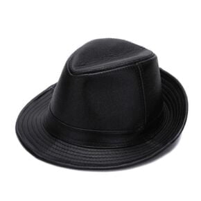Retro Black Fedora Hat - Genuine Leather