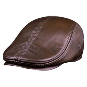 Cowhide Leather Beret Hat